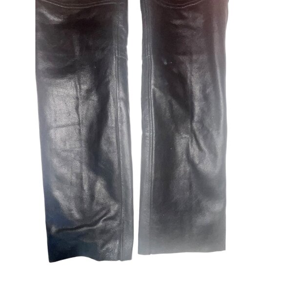 Adult S Black Leather Motorcycle Riding Chaps Adjustable Belt Snap Closure 30-34 - Picture 4 of 14